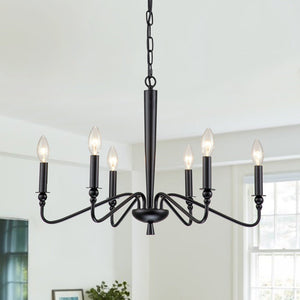 Chandelierias-6-Light Candle Style Modern Farmhouse Chandelier-Chandeliers-Black-