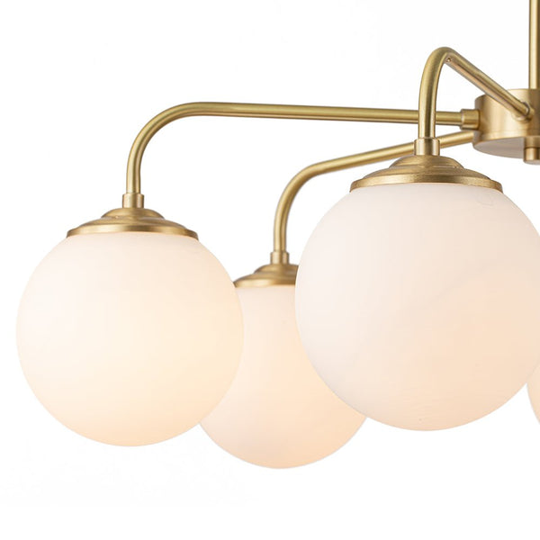 Chandelierias-6-Light Contemporary Frosted Milky Glass Sphere Chandelier-Chandeliers-Brass-6 Bulbs