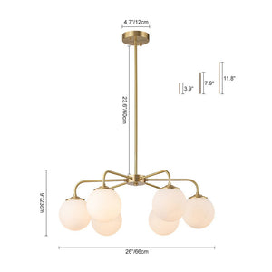 Chandelierias-6-Light Contemporary Frosted Milky Glass Sphere Chandelier-Chandeliers-Brass-6 Bulbs