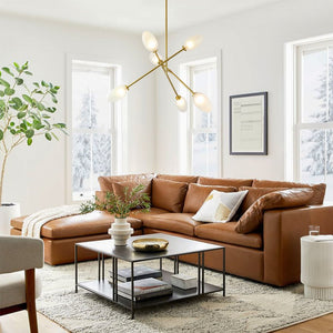 Chandelierias-6-Light Frosted Olive-Shaped Glass Sputnik Chandelier-Chandeliers-Brass-