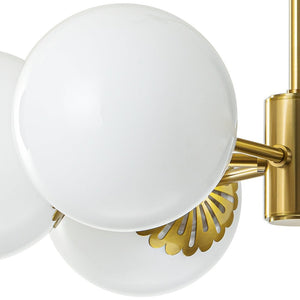 Chandelierias-6-Light Mid-century Opal Glass Sphere Chandelier-Chandelier-Brass (Pre-order)-