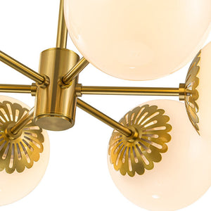 Chandelierias-6-Light Mid-century Opal Glass Sphere Chandelier-Chandelier-Brass (Pre-order)-