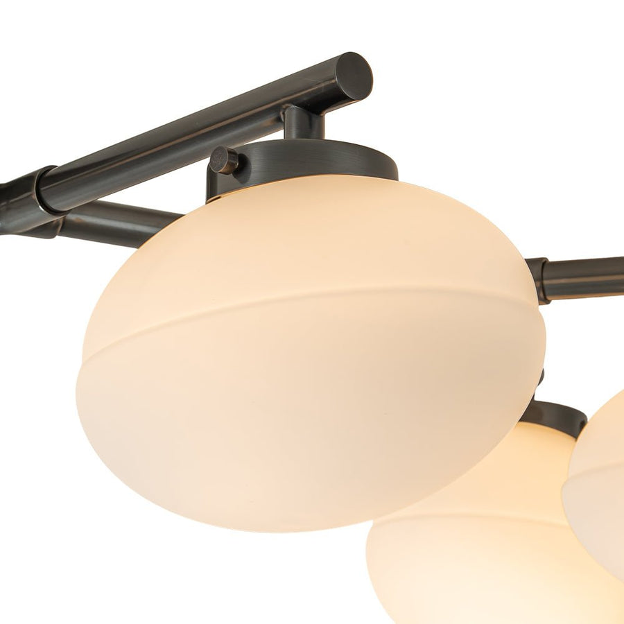 Chandelierias-6-Light Modern Etched Oval Glass Branch Semi-Flush Mount-Semi Flush-Polished Nickel-