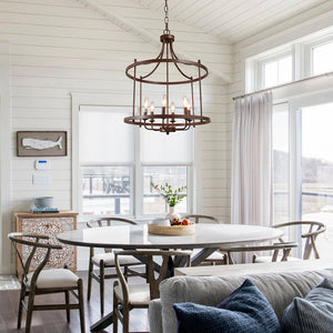 Chandelierias-6-Light Rustic Drum Chandelier-Chandelier--
