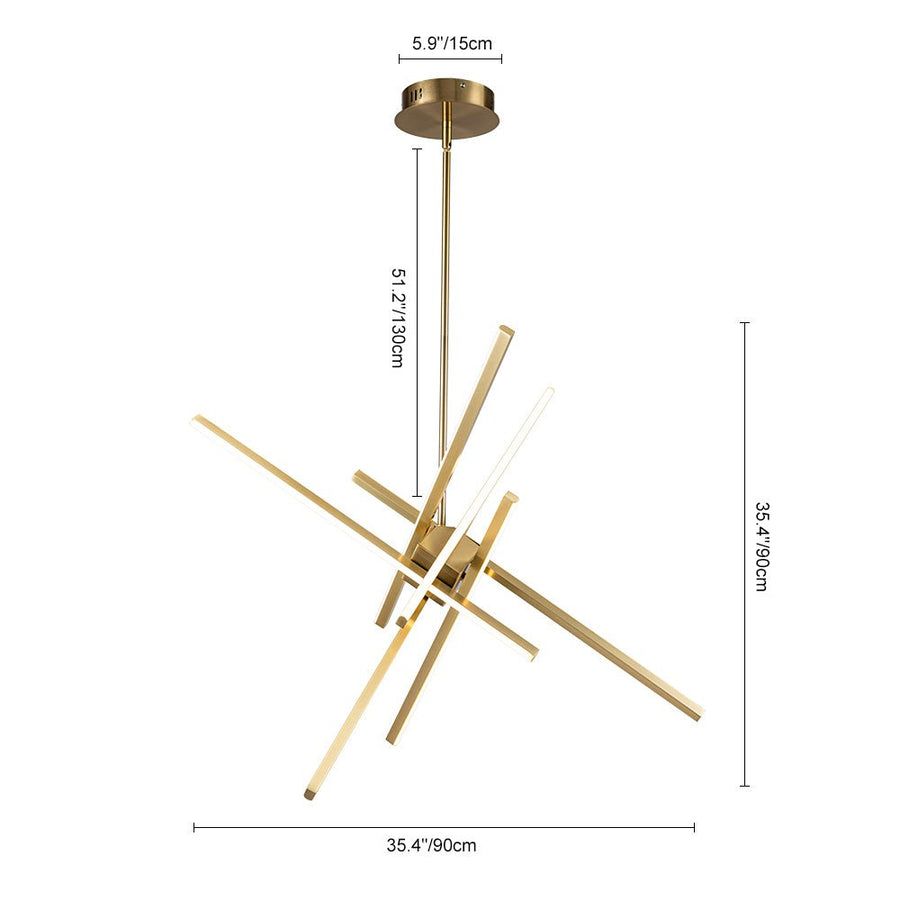 Chandelierias-6-Light Sputnik Linear LED Chandelier-Chandeliers-Gold-