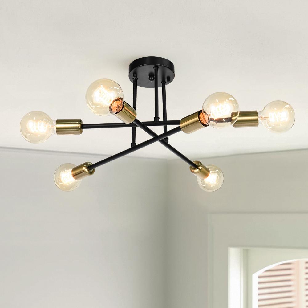 6-Light Sputnik Semi-Flush Mount Modern Ceiling Fixture | Chandelierias