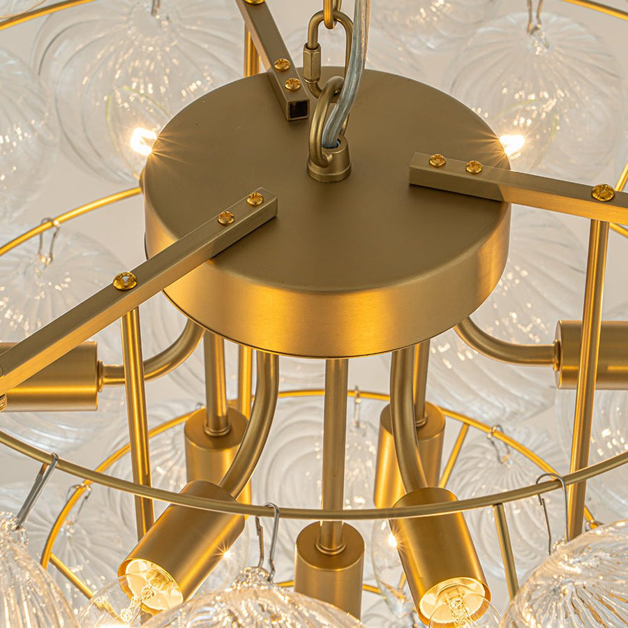 Chandelierias-9-Light Clear Swirled Glass Globe Cluster Bubble Chandelier-Chandelier-Brass-