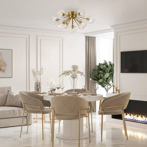 Chandelierias-9-Light Melting Ice Glass Cube Sputnik Flush Mount-Flush Mount-Brass (Pre-order & Arrive in 3 Weeks)-