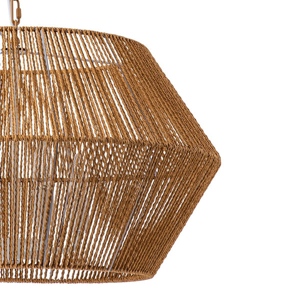 Chandelierias-Bohemian 4-Light Brown Hemp Rope Geometric Lantern Pendant-Pendant-Brown-4 Bulbs