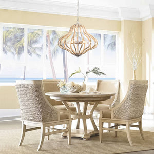 Chandelierias-Boho 5-Light Farmhouse Antique Wood Beaded Chandelier-Chandeliers-Antiqued White-