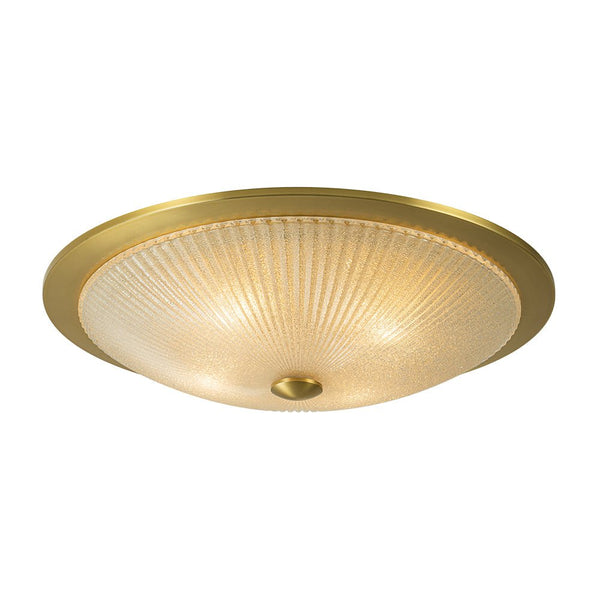 Chandelierias-Brass 4-Light Ribbed Glass Saucer Shaped Flush Mount-Flush Mount-Brass (Pre-order)-