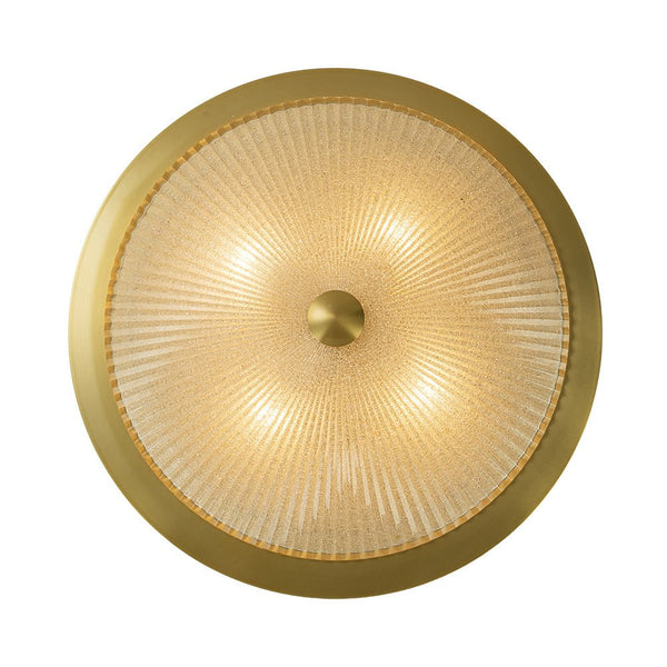 Chandelierias-Brass 4-Light Ribbed Glass Saucer Shaped Flush Mount-Flush Mount-Brass (Pre-order)-