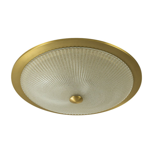 Chandelierias-Brass 4-Light Ribbed Glass Saucer Shaped Flush Mount-Flush Mount-Brass (Pre-order)-