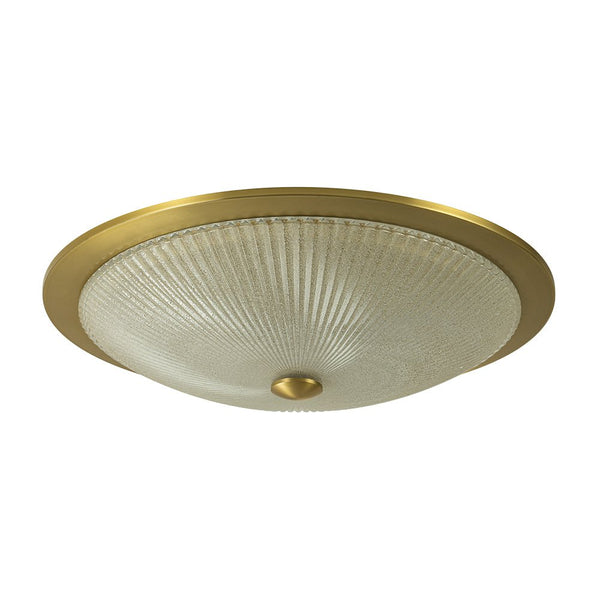 Chandelierias-Brass 4-Light Ribbed Glass Saucer Shaped Flush Mount-Flush Mount-Brass (Pre-order)-