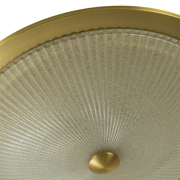 Chandelierias-Brass 4-Light Ribbed Glass Saucer Shaped Flush Mount-Flush Mount-Brass (Pre-order)-