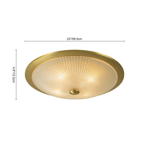 Chandelierias-Brass 4-Light Ribbed Glass Saucer Shaped Flush Mount-Flush Mount-Brass (Pre-order)-