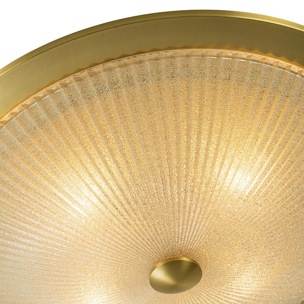 Chandelierias-Brass 4-Light Ribbed Glass Saucer Shaped Flush Mount-Flush Mount-Brass (Pre-order)-