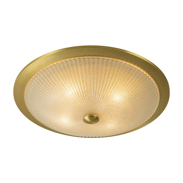 Chandelierias-Brass 4-Light Ribbed Glass Saucer Shaped Flush Mount-Flush Mount-Brass (Pre-order)-