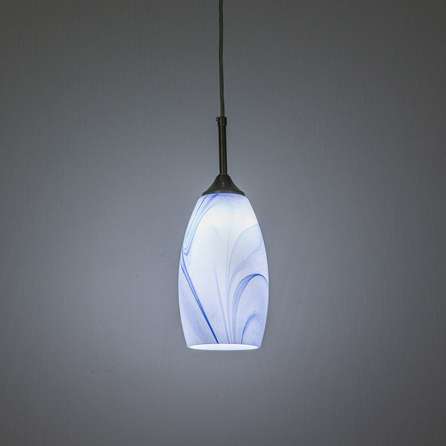 Chandelierias-Contemporary 1-Light Mica Stone Pattern Glass Pendant-Pendant-Blue-