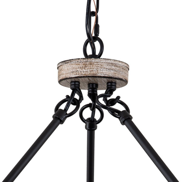 Chandelierias-Contemporary 24-light Round Wagon Wheel Chandelier-Chandelier-Solid Black-