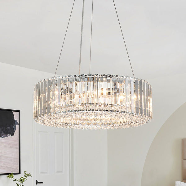 Chandelierias-Contemporary 6-Light Circle Crystal Chandelier-Chandeliers--