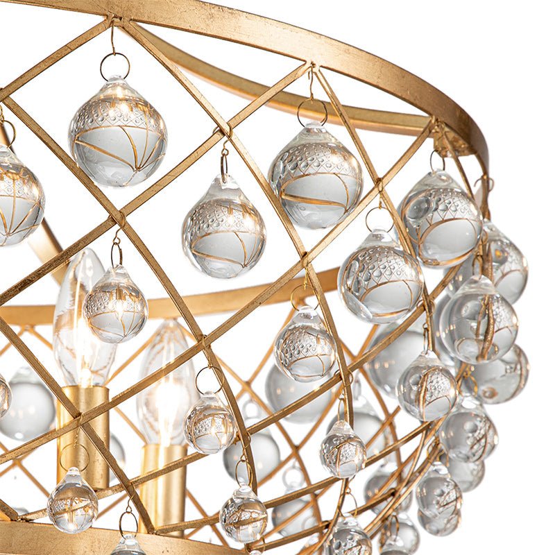 Chandelierias-Contemporary 6-Light Curved Chandelier with Crystal Spheres-Chandelier--