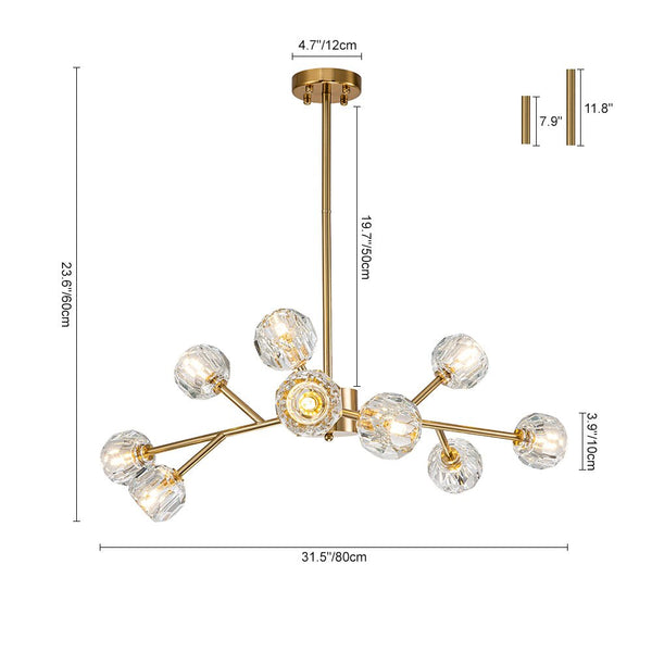 Chandelierias-Contemporary Brass Crystal Sputnik Branch Chandelier-Chandeliers-15 Bulbs-Brass