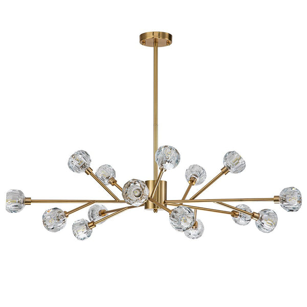 Chandelierias-Contemporary Brass Crystal Sputnik Branch Chandelier-Chandeliers-15 Bulbs-Brass