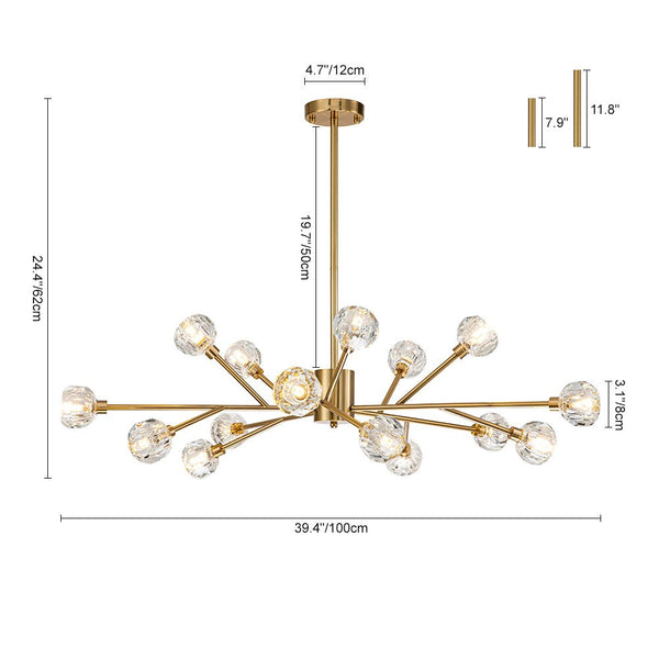 Chandelierias-Contemporary Brass Crystal Sputnik Branch Chandelier-Chandeliers-15 Bulbs-Brass