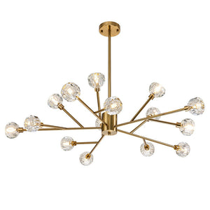 Chandelierias-Contemporary Brass Crystal Sputnik Branch Chandelier-Chandeliers-15 Bulbs-Brass