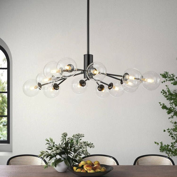 Chandelierias-Contemporary Clear Glass Bubble Sputnik Chandelier-Chandelier-Black-12 Bulbs