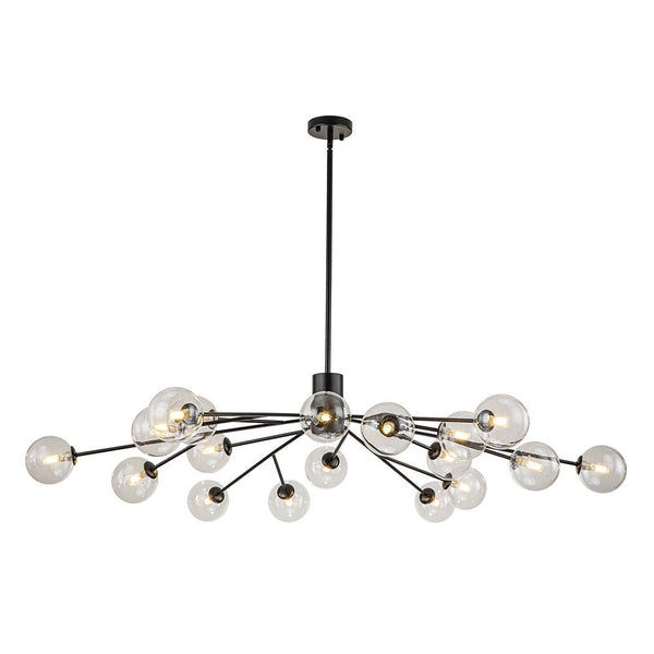 Chandelierias-Contemporary Clear Glass Bubble Sputnik Chandelier-Chandelier-Black-18 Bulbs