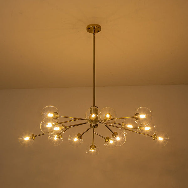 Chandelierias-Contemporary Clear Glass Bubble Sputnik Chandelier-Chandelier-Gold-12 Bulbs