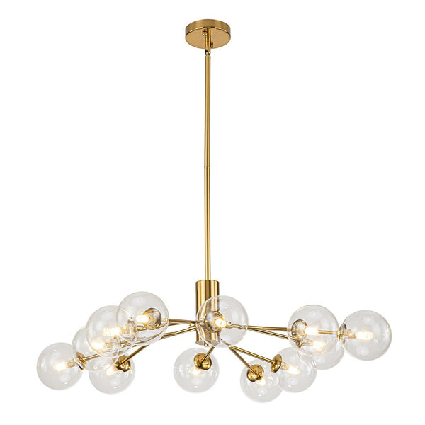 Chandelierias-Contemporary Clear Glass Bubble Sputnik Chandelier-Chandelier-Gold-12 Bulbs