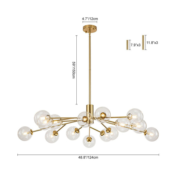 Chandelierias-Contemporary Clear Glass Bubble Sputnik Chandelier-Chandelier-Gold-12 Bulbs