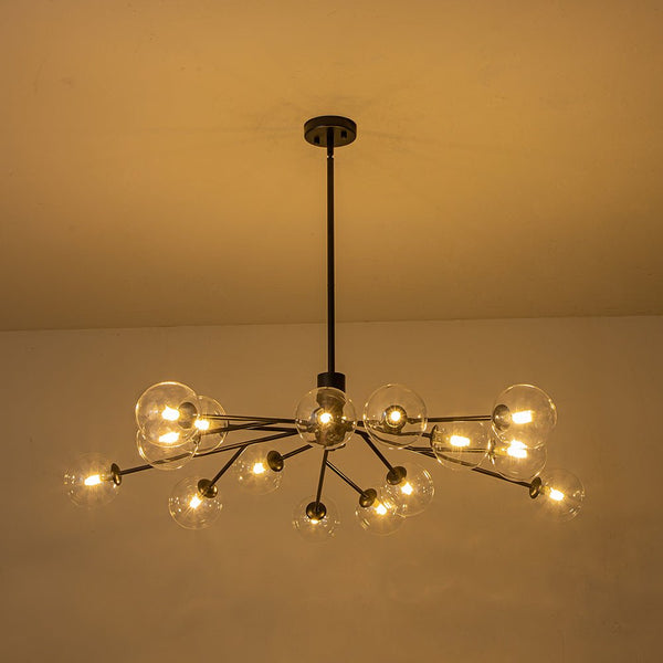 Chandelierias-Contemporary Clear Glass Bubble Sputnik Chandelier-Chandelier-Gold-12 Bulbs