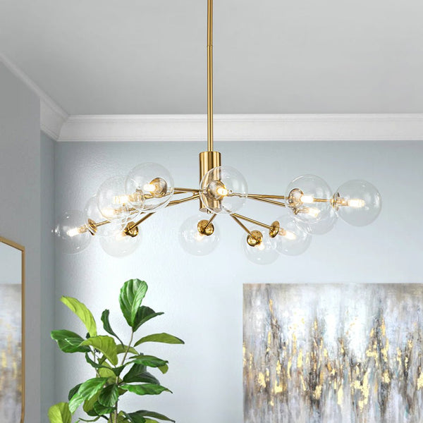 Chandelierias-Contemporary Clear Glass Bubble Sputnik Chandelier-Chandelier-Gold-12 Bulbs