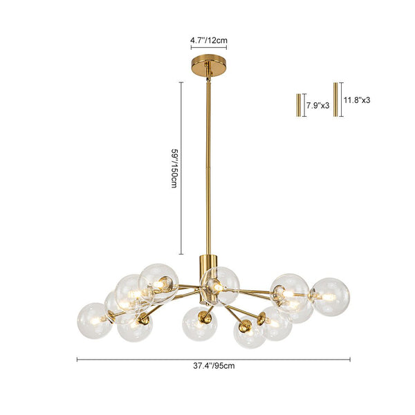 Chandelierias-Contemporary Clear Glass Bubble Sputnik Chandelier-Chandelier-Gold-12 Bulbs