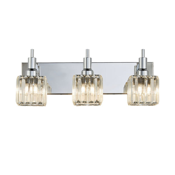 Chandelierias-Contemporary Crystal Vanity Light Fixture For Bathroom-Wall Light-Chrome-3 Bulbs