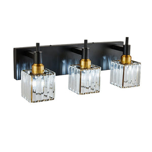 Chandelierias-Contemporary Crystal Vanity Light Fixture For Bathroom-Wall Light-Chrome-3 Bulbs