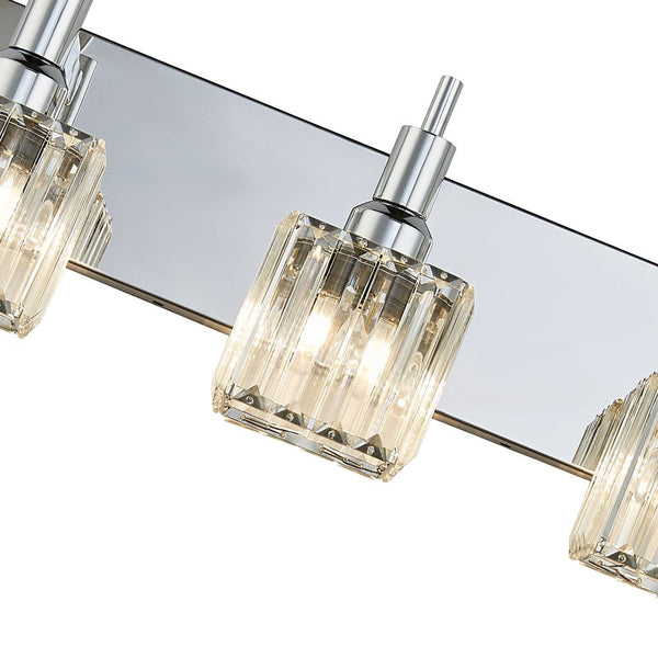 Chandelierias-Contemporary Crystal Vanity Light Fixture For Bathroom-Wall Light-Chrome-3 Bulbs