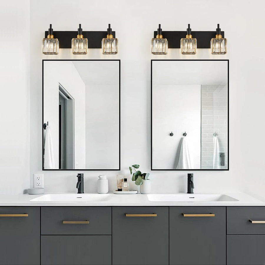 Chandelierias-Contemporary Crystal Vanity Light Fixture For Bathroom-Wall Light-Chrome-4 Bulbs