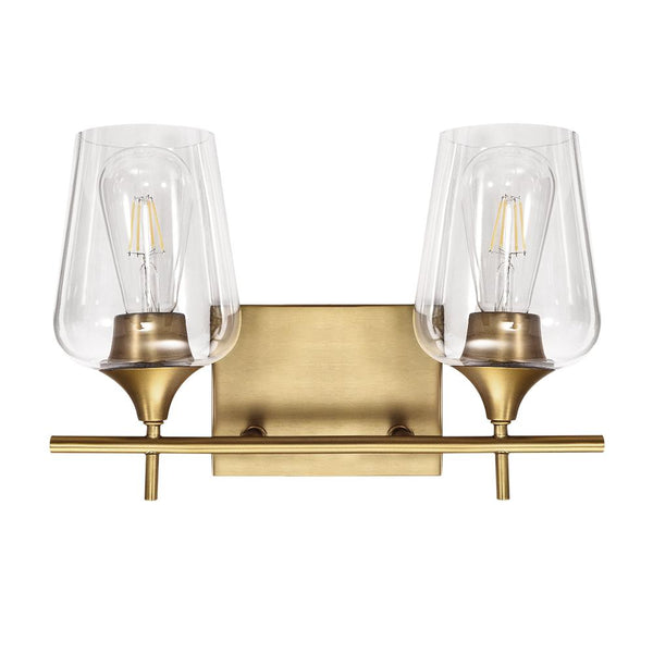Chandelierias-Contemporary Decorative Vanity Light Wall Lamp-Wall Light-2 Bulbs-Brass