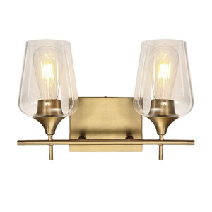 Chandelierias-Contemporary Decorative Vanity Light Wall Lamp-Wall Light-2 Bulbs-Brass