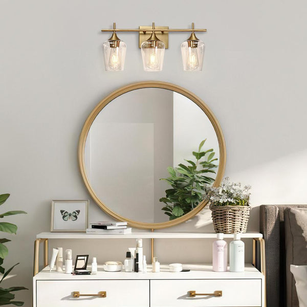 Chandelierias-Contemporary Decorative Vanity Light Wall Lamp-Wall Light-3 Bulbs-Brass