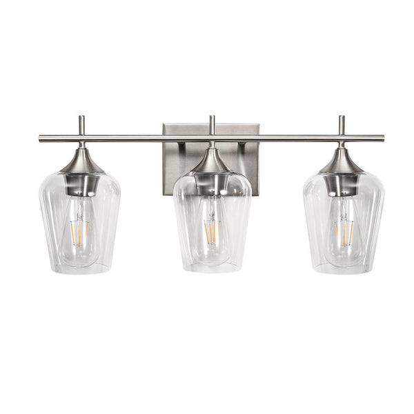 Chandelierias-Contemporary Decorative Vanity Light Wall Lamp-Wall Light-3 Bulbs-Nickel