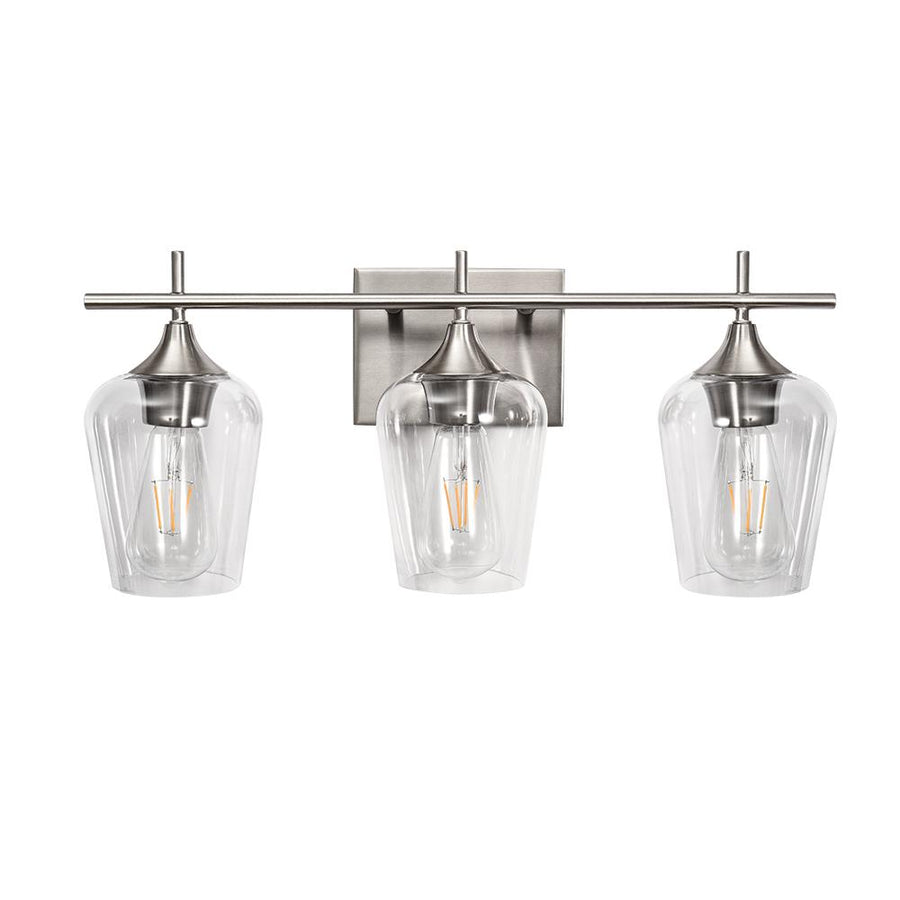 Chandelierias-Contemporary Decorative Vanity Light Wall Lamp-Wall Light-3 Bulbs-Nickel