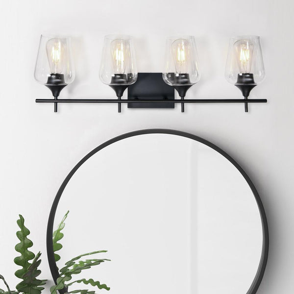 Chandelierias-Contemporary Decorative Vanity Light Wall Lamp-Wall Light-4 Bulbs-Black