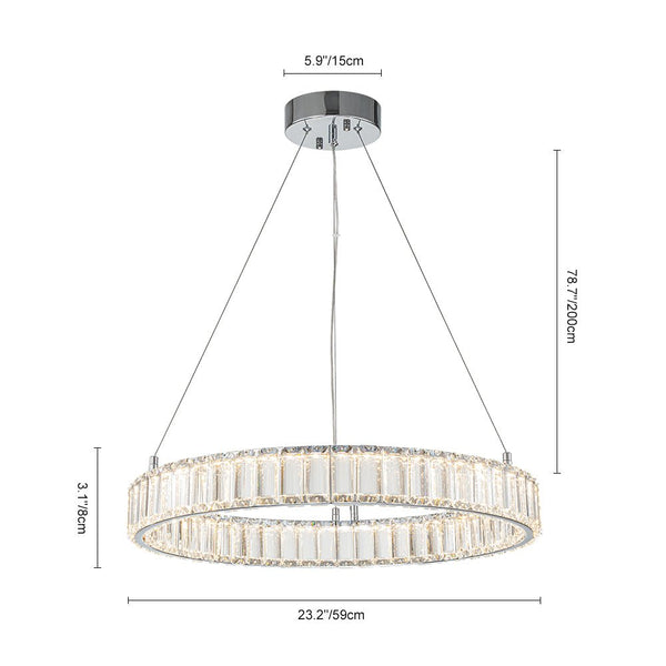 Chandelierias-Contemporary Dimmable LED Chrome Crystal Ring Chandelier-Pendant-Chrome (Pre-order & Arrive In 3 Weeks)-