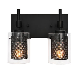 Chandelierias-Contemporary Double Lamp Shade Vanity Light-Wall Light-Black-